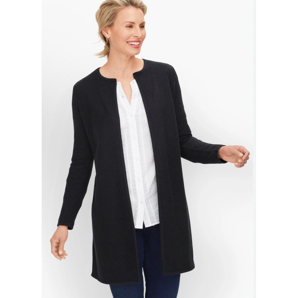 Talbots Open Front‎ Cardigan Stretch Jersey Knit Long Line Jacket Size 1X NWT